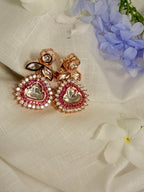 Hridaya Polki Drop Earrings – Rose Gold Finish with Ruby, Emerald & Classic Stone Options - Ruby (1)