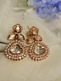 Hridaya Polki Drop Earrings – Rose Gold Finish with Ruby, Emerald & Classic Stone Options - White (1)