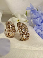 Chandra Curve Polki Hoop Stud Earrings – Antique Gold & Rose Gold Finish - Antique (1)