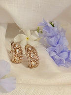 Chandra Curve Polki Hoop Stud Earrings – Antique Gold & Rose Gold Finish - Antique (2)