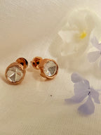Ira Classic Polki Stud Earrings – Rose Gold Finish - Ira Classic Polki Stud Earrings – Rose Gold Finish (1)