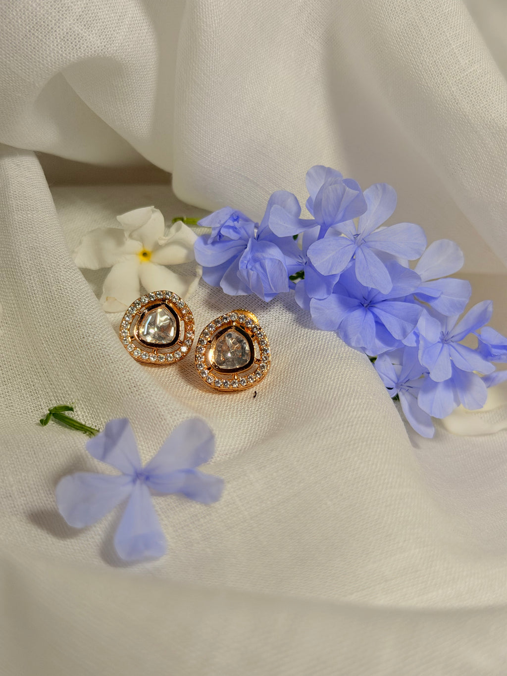 Nila Polki Halo Stud Earrings – Rose Gold Finish - Nila Polki Halo Stud Earrings – Rose Gold Finish (1)
