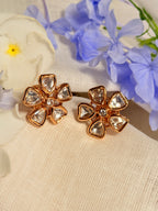 Tara Bloom Polki Stud Earrings – Rose Gold Finish - Tara Bloom Polki Stud Earrings – Rose Gold Finish (2)