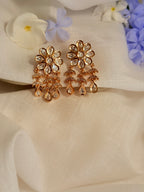 Vanya Blossom Polki Drop Earrings – Rose Gold Finish - Vanya Blossom Polki Drop Earrings – Rose Gold Finish (1)