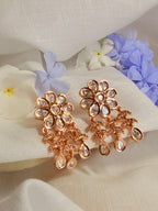 Vanya Blossom Polki Drop Earrings – Rose Gold Finish - Vanya Blossom Polki Drop Earrings – Rose Gold Finish (2)
