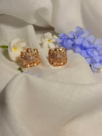 Jharini Polki Statement Stud Earrings – Rose Gold Finish - Jharini Polki Statement Stud Earrings – Rose Gold Finish (2)