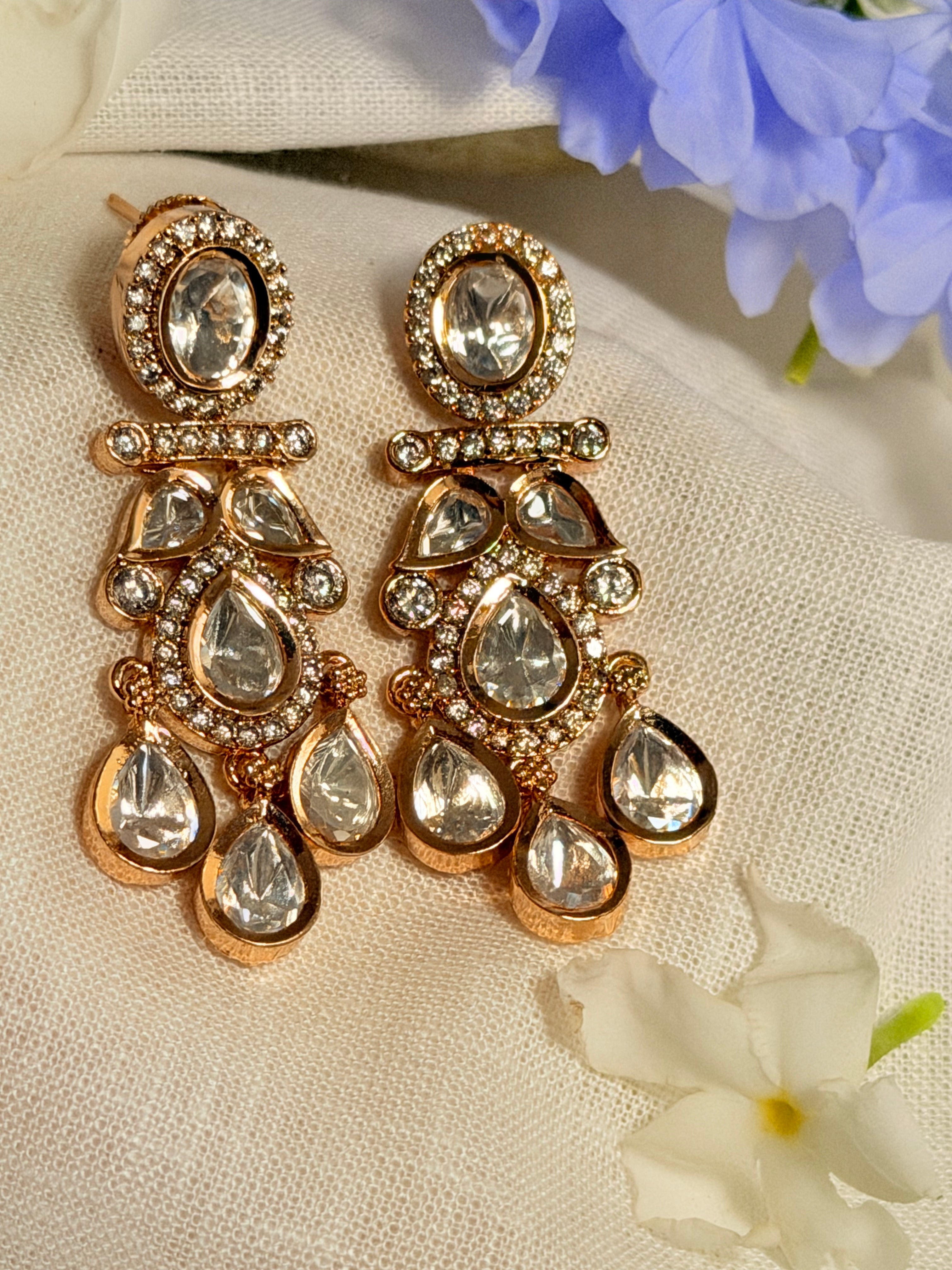 Ishani Polki Kundan Chandbali Earrings – Gold Finish Traditional Statement Earrings - Ishani Polki Kundan Chandbali Earrings – Gold Finish Traditional Statement Earrings (2)