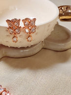 Butterfly Polki Kundan Choker Set with Earrings – Rosegold Finish - White (2)