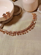 Butterfly Polki Kundan Choker Set with Earrings – Rosegold Finish - White (3)