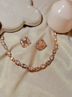 Square Polki Kundan Choker Necklace Set with Earrings – Rose Gold Finish - Square Polki Kundan Choker Necklace Set with Earrings – Rose Gold Finish (3)
