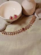 Ruby Accent Polki Kundan Choker Necklace Set with Earrings – Rose Gold Finish - Ruby Accent Polki Kundan Choker Necklace Set with Earrings – Rose Gold Finish (2)