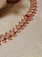 Ruby Accent Polki Kundan Choker Necklace Set with Earrings – Rose Gold Finish - Ruby Accent Polki Kundan Choker Necklace Set with Earrings – Rose Gold Finish (3)