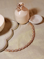 Classic Round Polki Kundan Choker Necklace Set with Floral Earrings – Rose Gold Finish - Classic Round Polki Kundan Choker Necklace Set with Floral Earrings – Rose Gold Finish (1)