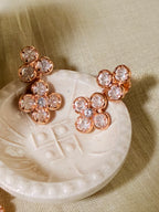 Classic Round Polki Kundan Choker Necklace Set with Floral Earrings – Rose Gold Finish - Classic Round Polki Kundan Choker Necklace Set with Floral Earrings – Rose Gold Finish (2)