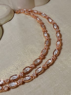 Ivory Polki Double Layer Choker Necklace Set with Floral Stud Earrings – Rose Gold Finish - Ivory Polki Double Layer Choker Necklace Set with Floral Stud Earrings – Rose Gold Finish (2)