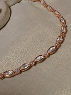 Ivory Oval Polki Kundan Choker Necklace Set with Floral Stud Earrings – Rose Gold Finish - Ivory Oval Polki Kundan Choker Necklace Set with Floral Stud Earrings – Rose Gold Finish (3)