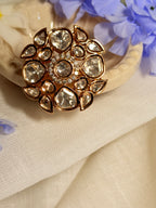 Samaira Polki Kundan Statement Ring – Gold Finish Adjustable Cocktail Ring - Samaira Polki Kundan Statement Ring – Gold Finish Adjustable Cocktail Ring (1)