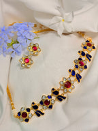 Vamika Jadau Peacock Choker Set - Blue (1)