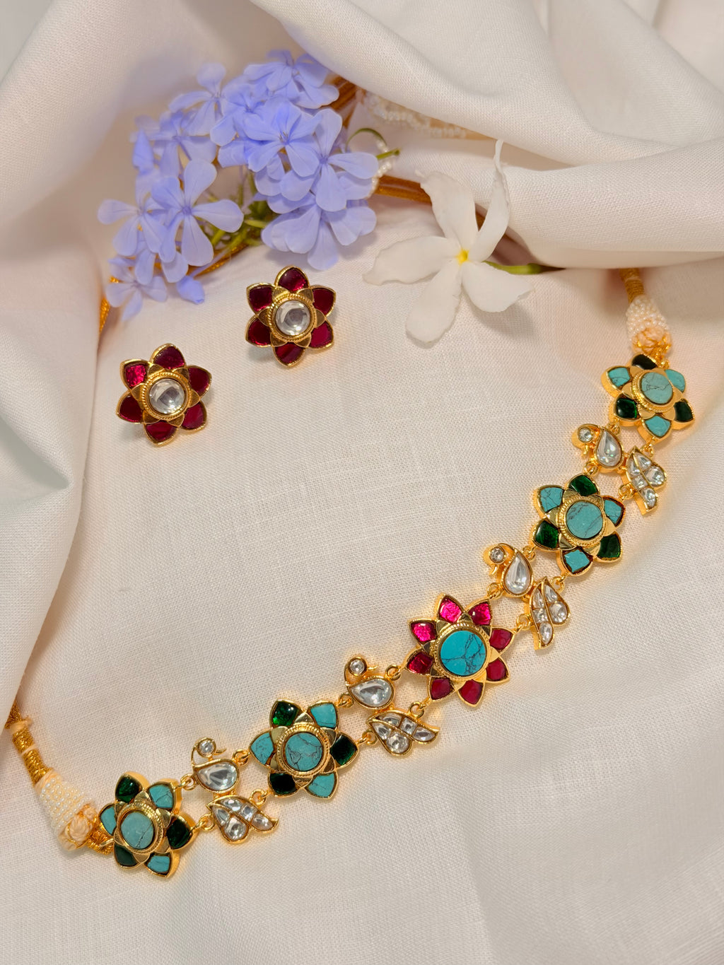 Vamika Jadau Peacock Choker Set - Multicolour (1)