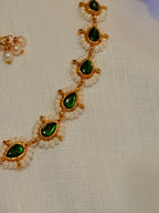 Aurelia Pearl Teardrop Necklace Set - Emerald Green (2)