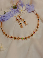 Aurelia Pearl Teardrop Necklace Set - Green & Ruby (1)