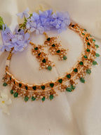 Elaria Heart Pearl Necklace Set - Green (1)