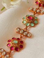 Zafrina Convertible Floral Bracelet Choker - Green & Ruby (2)