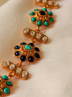 Zafrina Convertible Floral Bracelet Choker - Turquoise & Black (2)