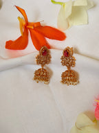 Meher Ruby Zircon Jhumka Earrings - Meher Ruby Zircon Jhumka Earrings (1)