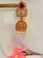 Meher Ruby Zircon Jhumka Earrings - Meher Ruby Zircon Jhumka Earrings (2)