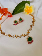 Vanya Floral Vine AD Pendant Choker Set - Multi (1)