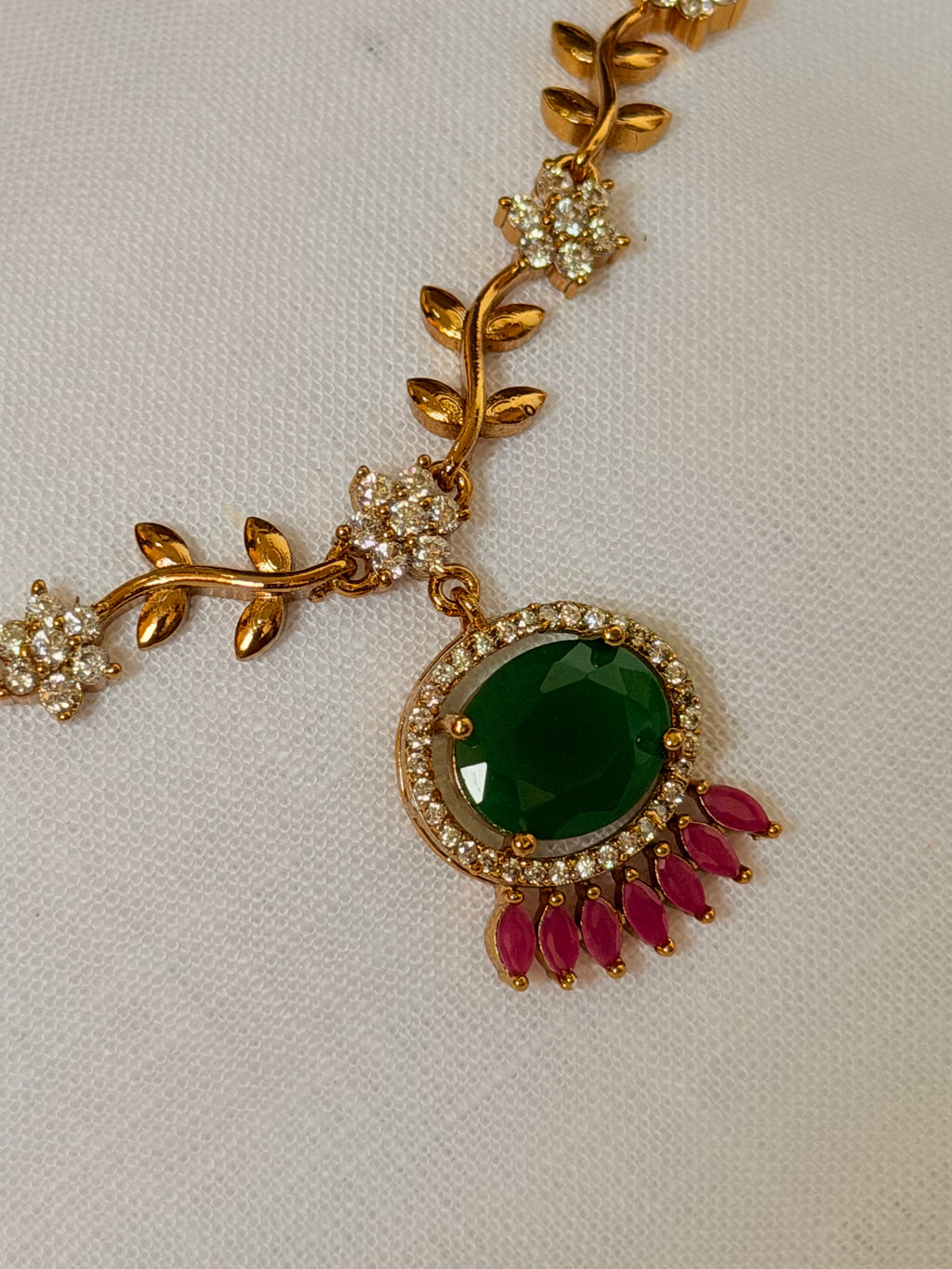 Vanya Floral Vine AD Pendant Choker Set - Multi (2)