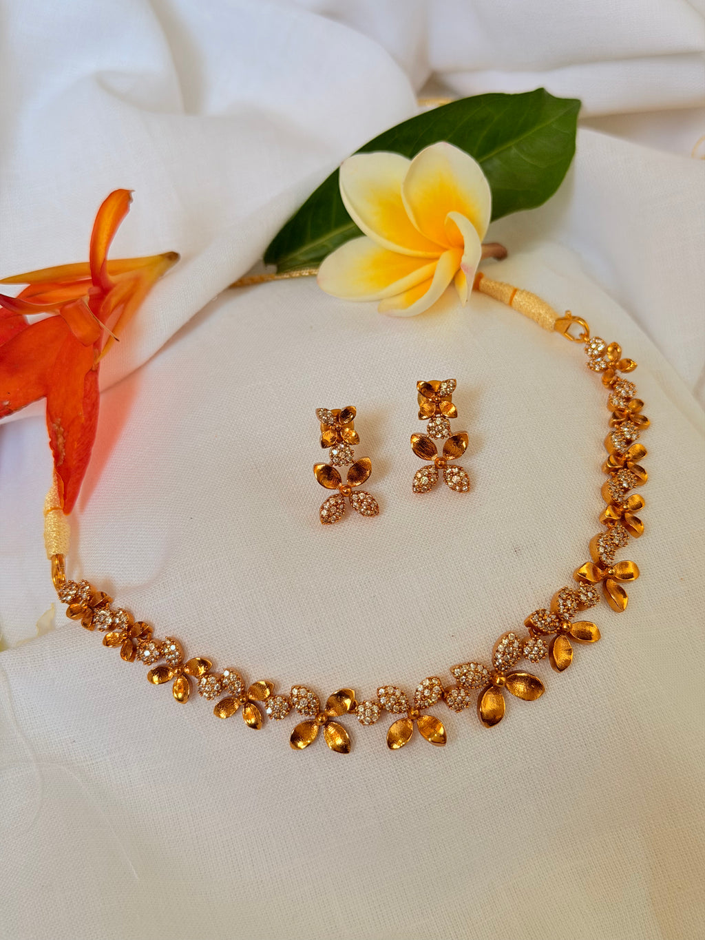 Anvika Floral CZ Vine Choker Set - Anvika Floral CZ Vine Choker Set (1)