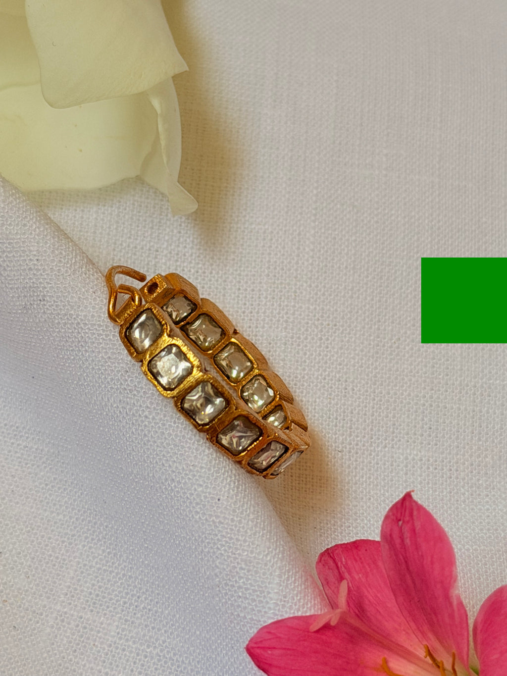 Zoya Jadau Hoop Earrings - Clear Polki (2)