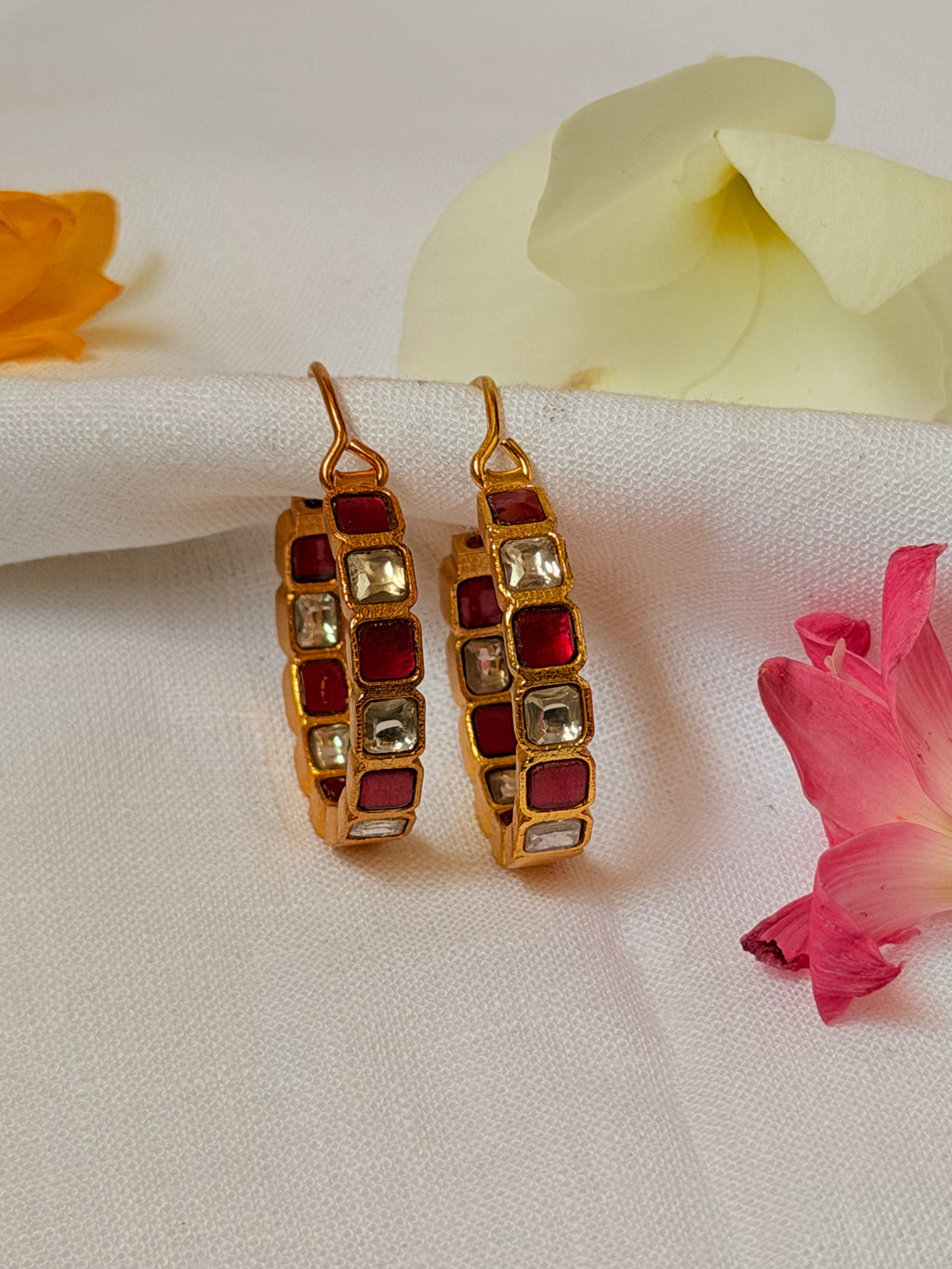Zoya Jadau Hoop Earrings - Ruby (1)