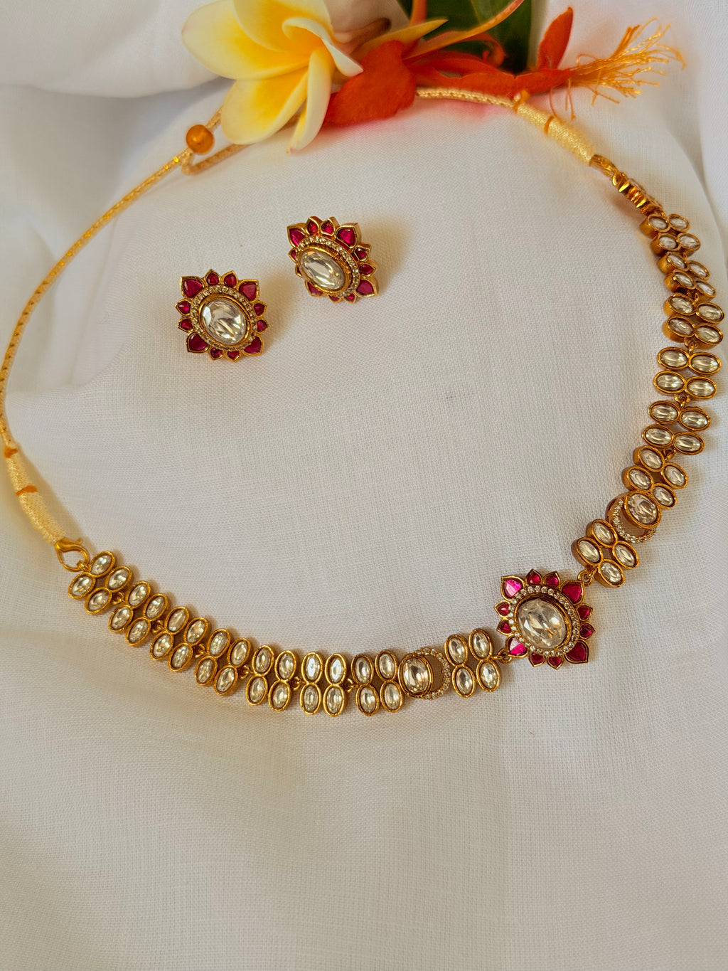 Padma Jadau Choker Necklace Set - Padma Jadau Choker Necklace Set (1)