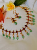 Vasudha Ruby & Green Beaded Drop Choker Set - Vasudha Ruby & Green Beaded Drop Choker Set (1)