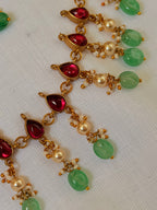 Vasudha Ruby & Green Beaded Drop Choker Set - Vasudha Ruby & Green Beaded Drop Choker Set (2)