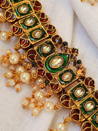 Mrunalini Enamel Pearl Choker Set - Green (3)