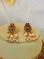 Mrunalini Enamel Pearl Choker Set - Red (2)