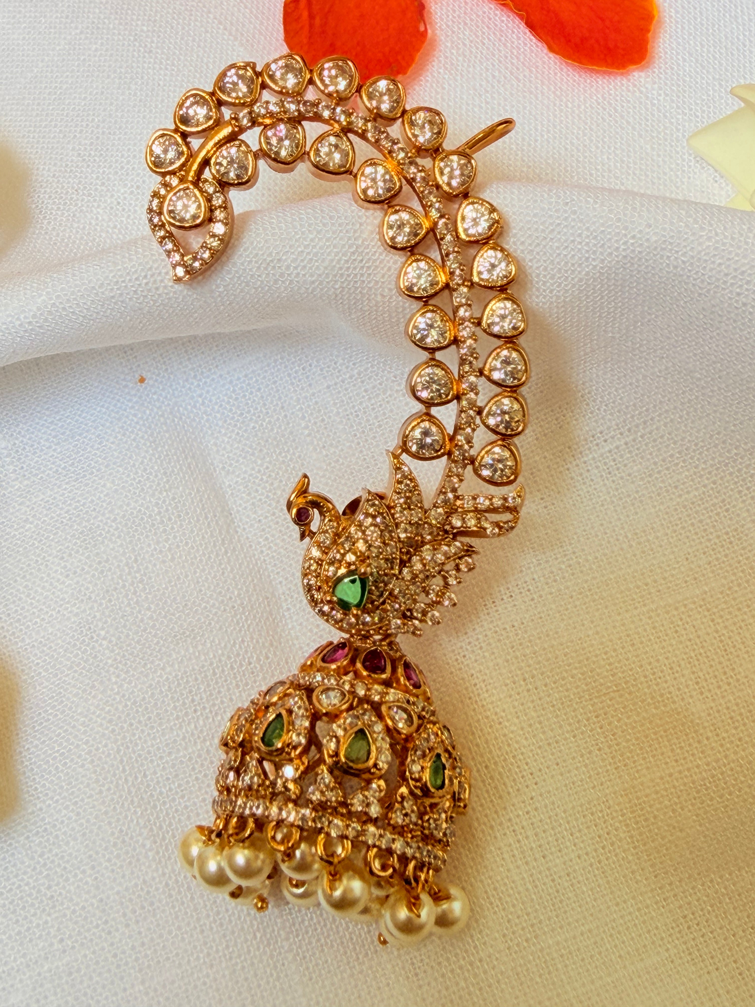 Mayurika AD Ear Cuff Jhumka Earrings - Mayurika AD Ear Cuff Jhumka Earrings (2)