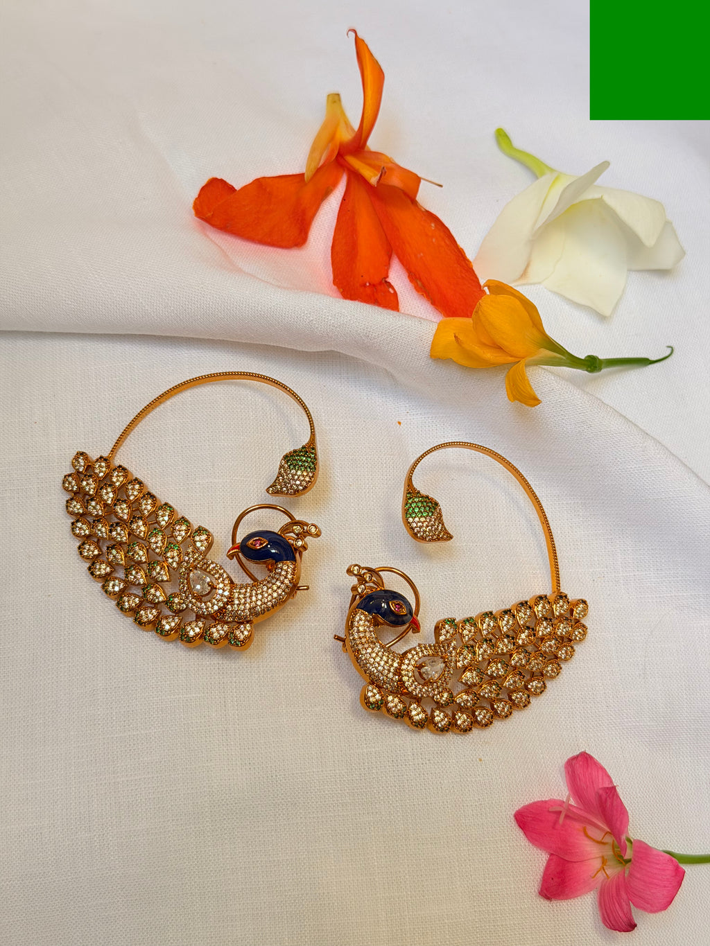 Mayilara Royal Peacock Ear Cuff Jhumkas - Mayilara Royal Peacock Ear Cuff Jhumkas (1)