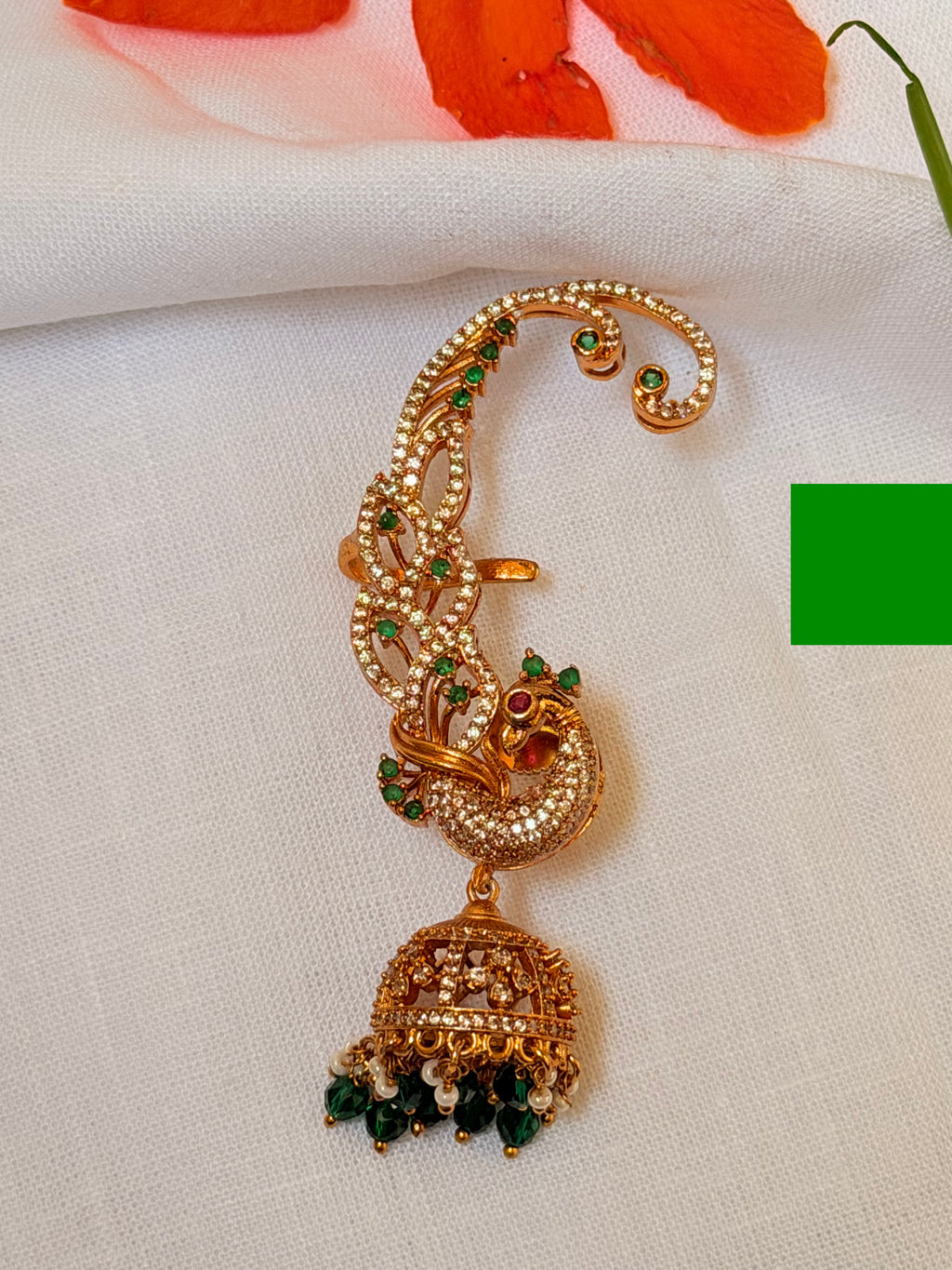 Mayuri Ear Cuff AD Jhumkas - Mayuri Ear Cuff AD Jhumkas (2)