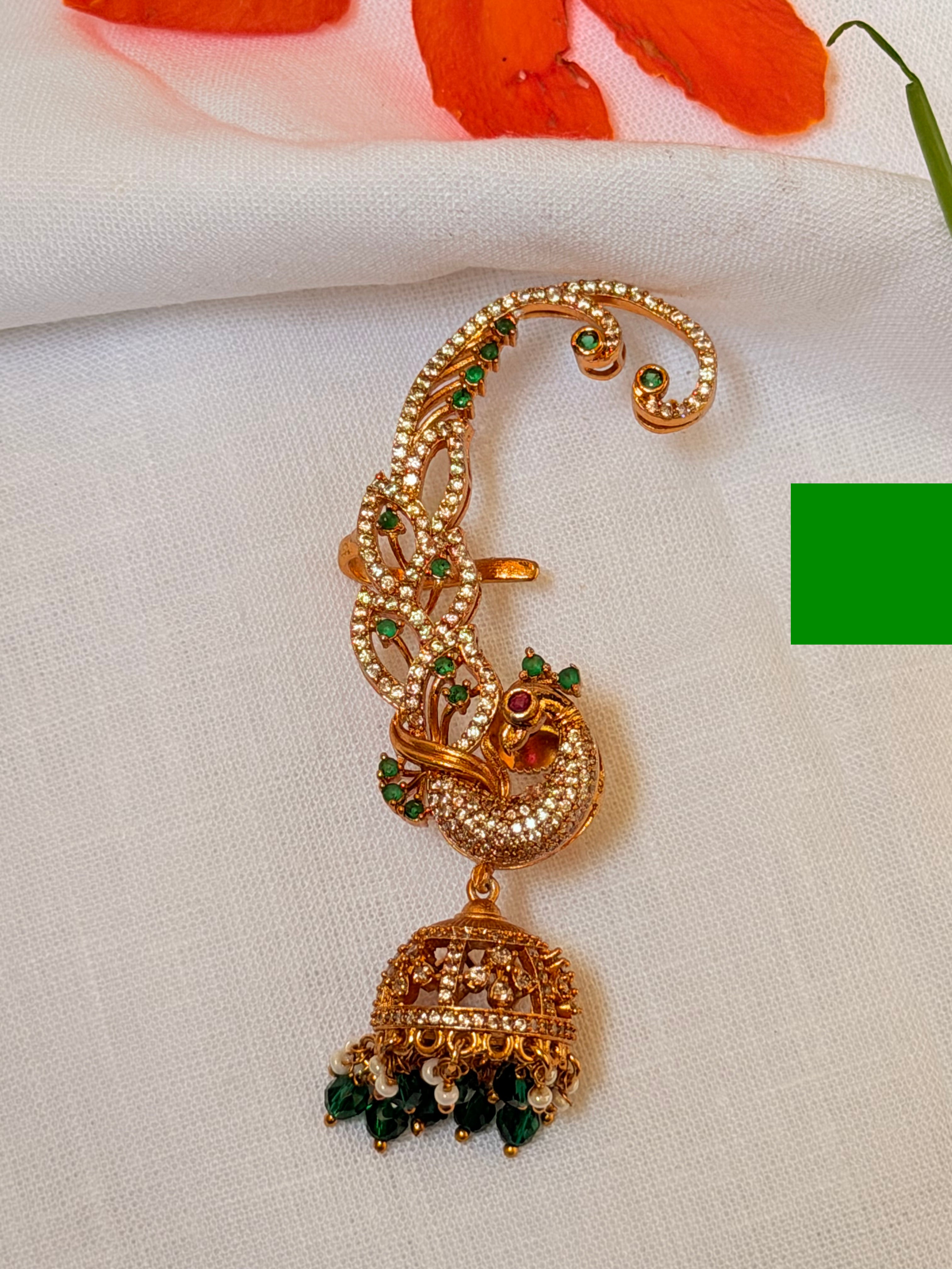 Mayuri Ear Cuff AD Jhumkas - Mayuri Ear Cuff AD Jhumkas (2)