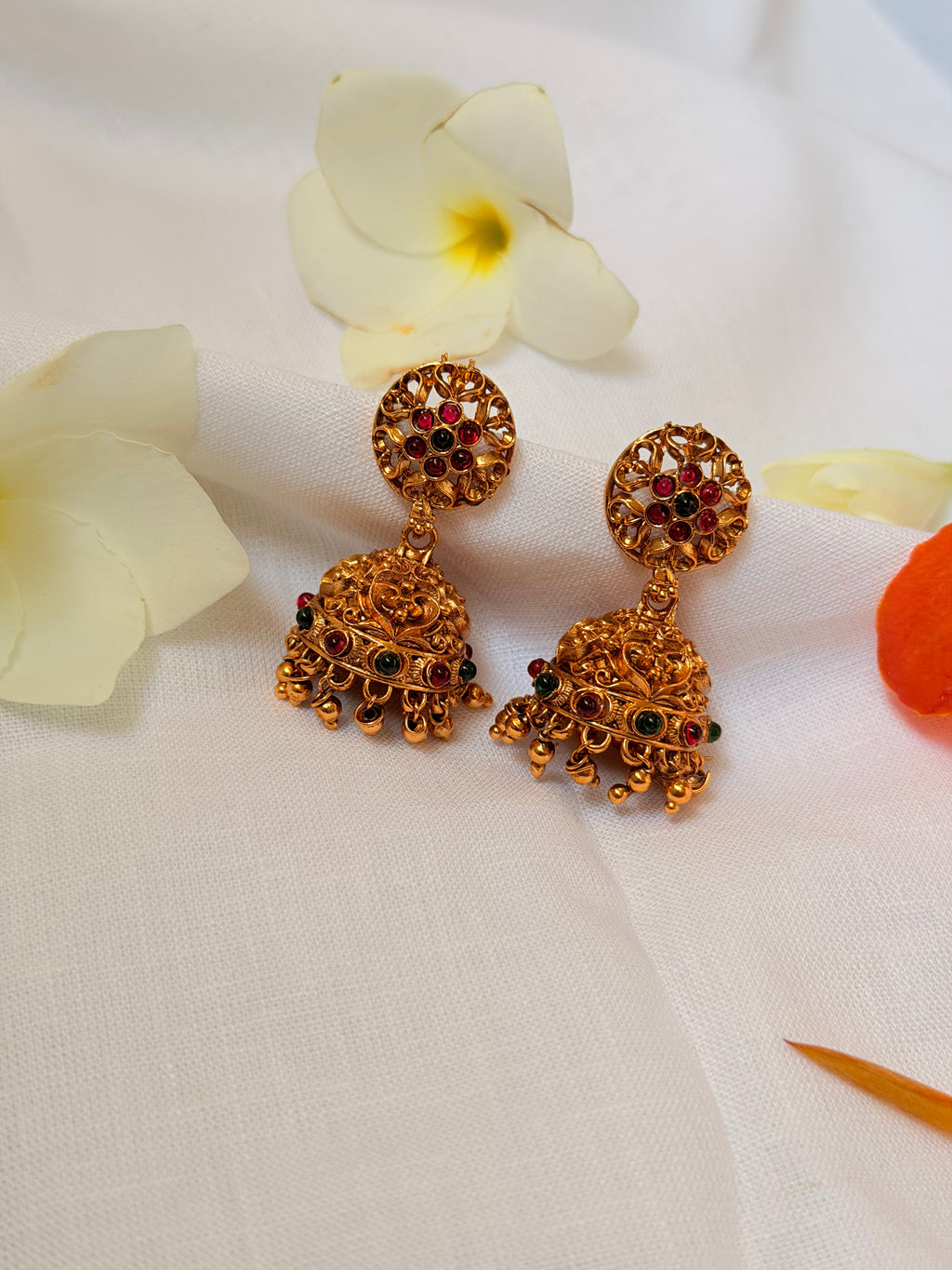 Anvitha Kemp Temple Jhumka Earrings - Anvitha Kemp Temple Jhumka Earrings (1)
