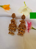 Gomatha Temple Triple Layer Pearl Jhumka Earrings - Gomatha Temple Triple Layer Pearl Jhumka Earrings (1)