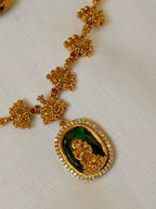 Aarvika Lakshmi Emerald Pendant Temple Choker Set - Aarvika Lakshmi Emerald Pendant Temple Choker Set (2)