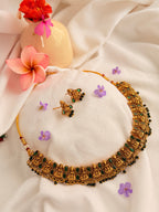 Lakshmi Devi Antique Necklace Set - Green (1)