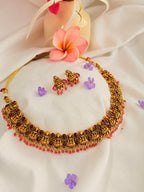 Lakshmi Devi Antique Necklace Set - Red (1)