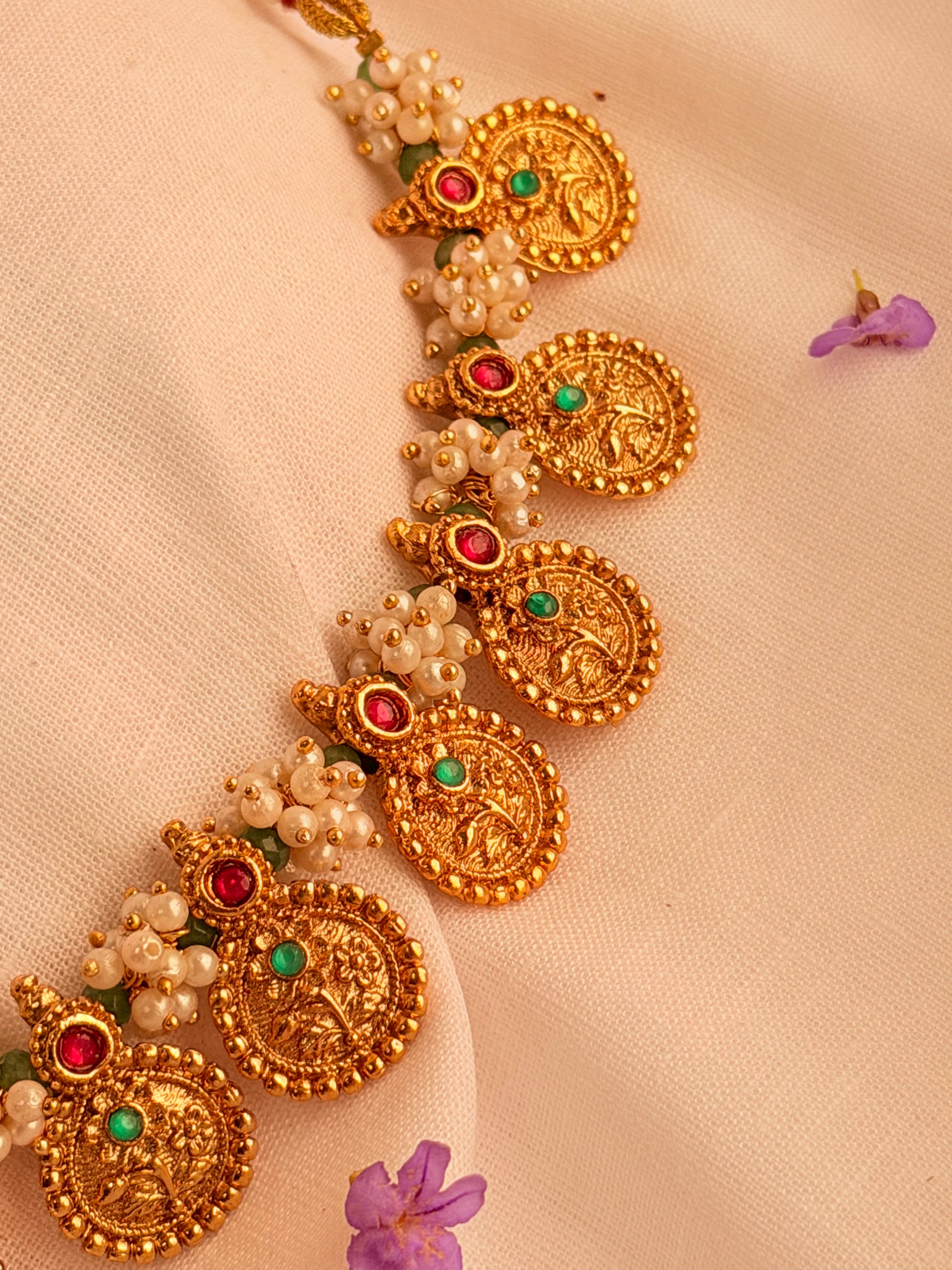 Roshitha Floral Pearl Necklace Set - Roshitha Floral Pearl Necklace Set (2)